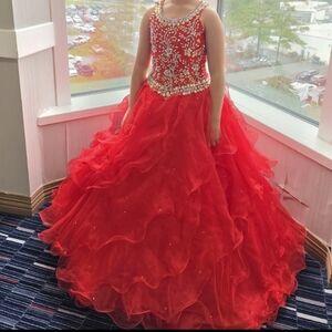 Elegant Red Kids Dress, Sz 10
